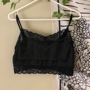 Silk black crop lingerie top